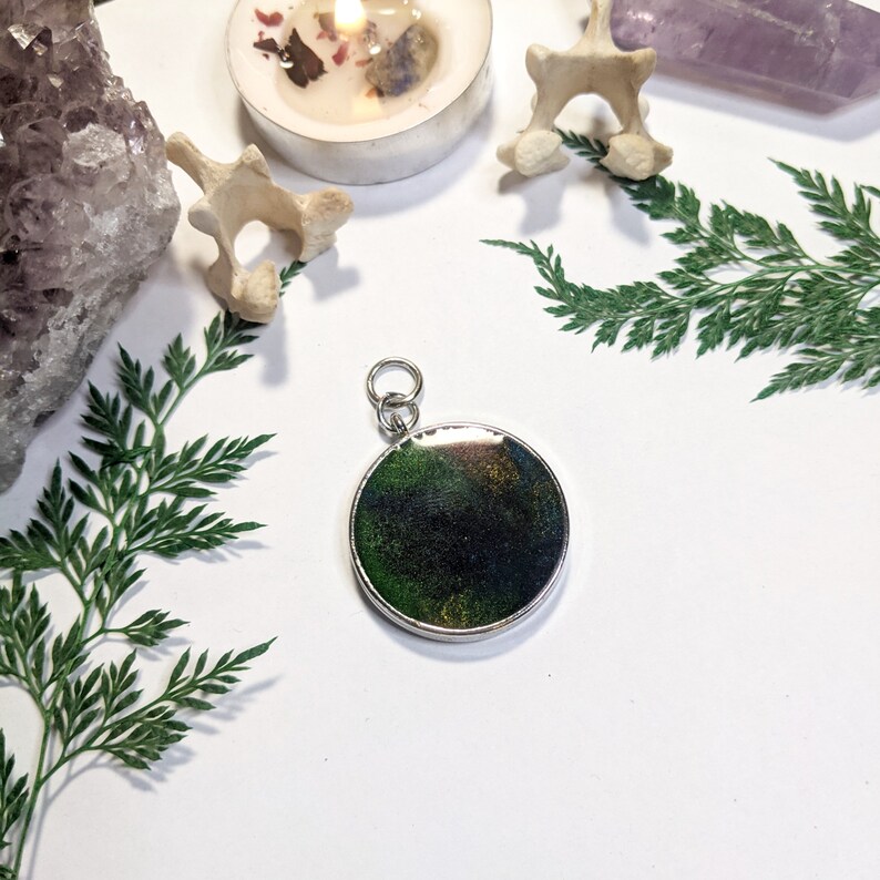Dark Rainbow Tie Dye Resin Pendant Necklace Keychain