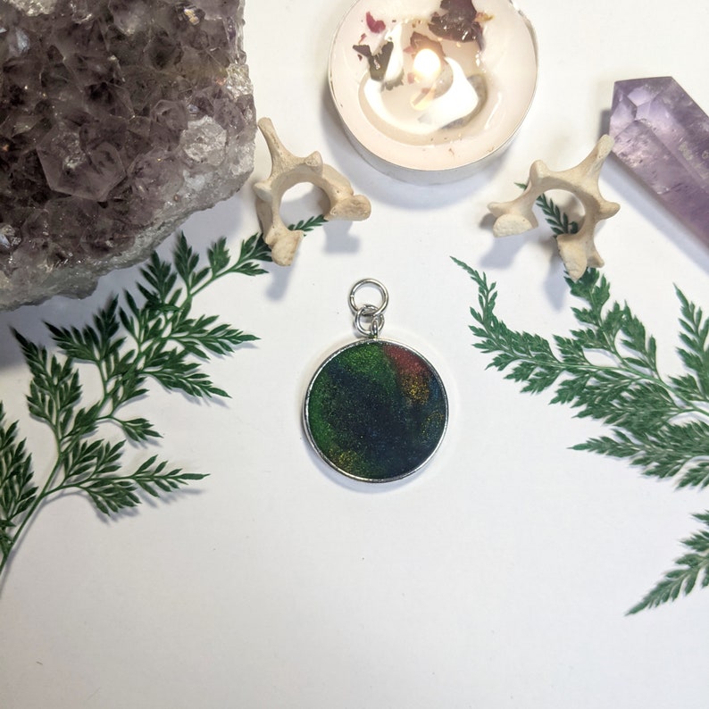 Dark Rainbow Tie Dye Resin Pendant Necklace Keychain