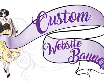 Custom Website Banner Design (Commercial Use) Fashion Illustration Self Portrait Graphics for Business Branding (Watercolor or Digital Art)
