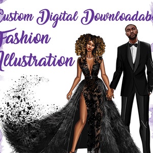 Custom Digital Art Portrait from Photos (Downloadable Only / Printable Any Size / Fashion Illustration)