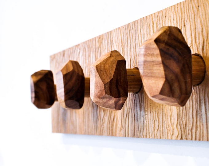 Featured listing image: GEODE | Wall Hook Rack | Coat Hanger | Sculpted Timber Hooks