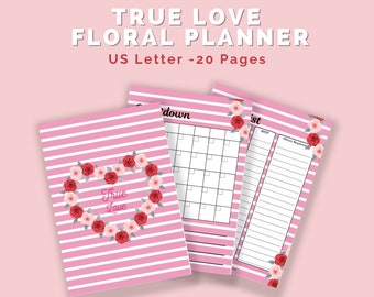 Valentine's Day Planner, Elegant Floral Love Valentine's Day Planner: Digital Download for a Memorable Celebration