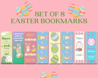 Easter Bookmarks for Kids, Set of 6 Printable Bookmarks (PDF)