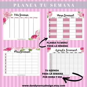 2023 Agenda Calendario Planificador Floral en Español Imprimible, Planificador de Metas y Objetivos,Agenda Mensual, Semanal y Diario, image 3