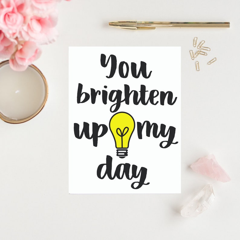 You Brighten Up My Day Art Print,Wall Art, Motivational Print,Printable,Decor 5x7-8x10-11x17 JPG & PNG-Instant Download Black-White-Yellow image 4