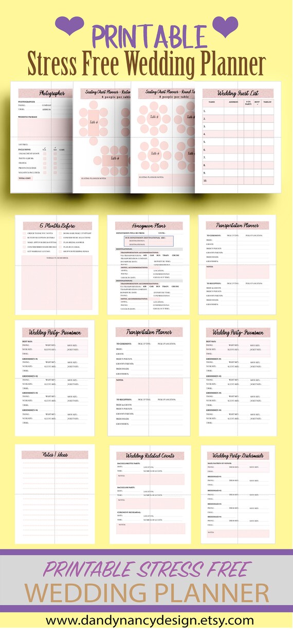 wedding planner printable wedding plan stress free planner wedding budget wedding bundle wedding checklist wedding timeline bridal planner free wedding planner printables