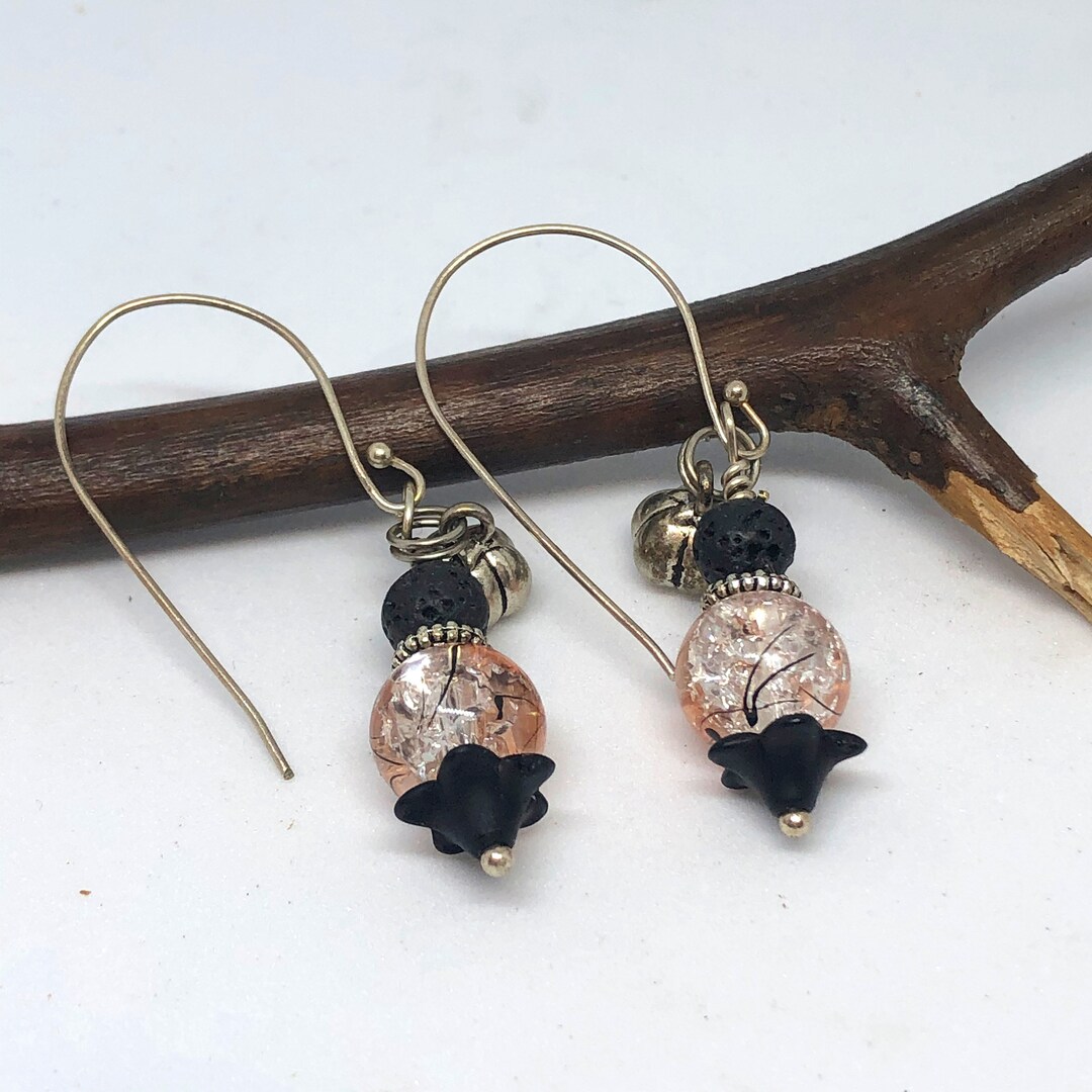 Halloween Earrings Orange Earrings Black Earrings Spooky Jewelry ...