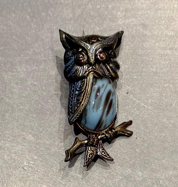Vintage jewelry, Vintage pin, Stock pin, Owl, barn owl