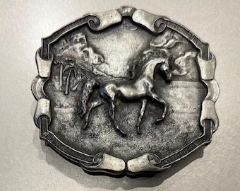 Vintage Bergamot Brass Works Pewter Horse Belt Buckle - Etsy