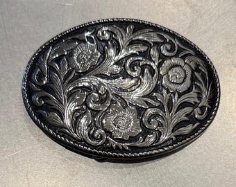 Vintage oval black stone brass belt buckle Beautiful Vertical Oval Vintage Belt Buckle With Large Matte  main image 4