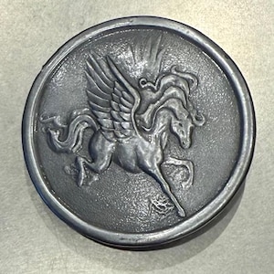 Vintage belt buckle, belt buckle, pewter buckle, Pegasus, horse, flying horse, horse buckle