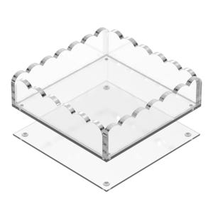 Acrylic Scalloped Tray with Magnetic Mat - Customizable for Photos, Art, and Messages, Includes Anti-Slip Pads, 8 x 8, Clear