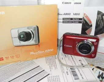 CANON POWERSHOT A800 10Mpx 3.3x Zoom - Red working digital camera - Leisure device - Works with batteries - Tested ok