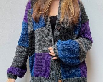 Patchwork Cardigan Knitting Machine Pattern PDF Digital Download
