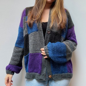 Patchwork Cardigan Knitting Machine Pattern PDF Digital Download