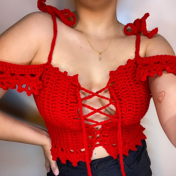 lace up crochet top