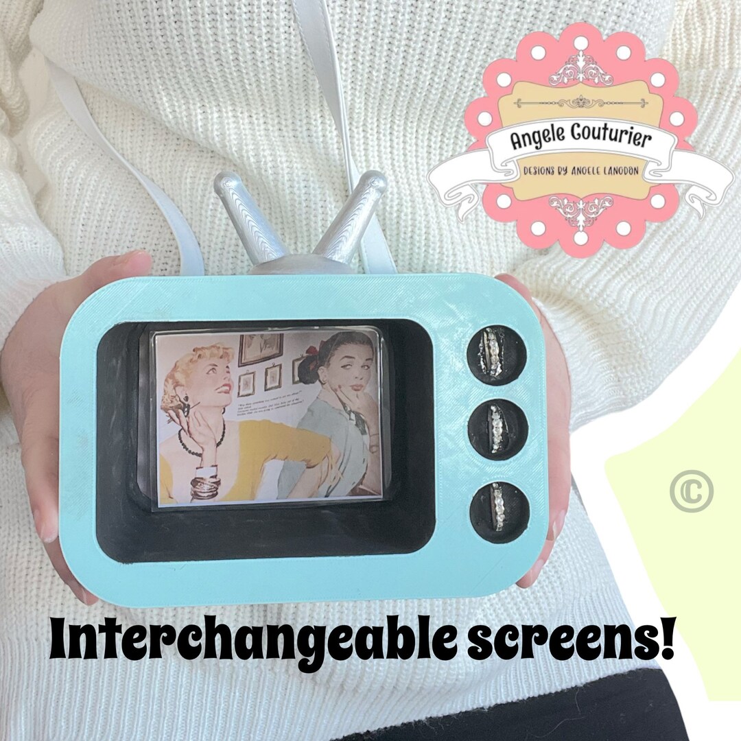 Tv Purse Retro Television Purse Interchangeable Screens Cute Etsy