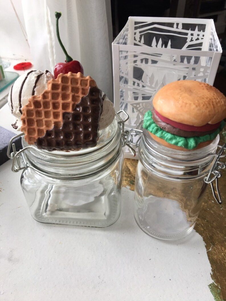 Jars Storage Containers Custom Glass Dessert Burger Hamburger Jar Sprinkles Baking Supplies Kitchen Office Sewing Room