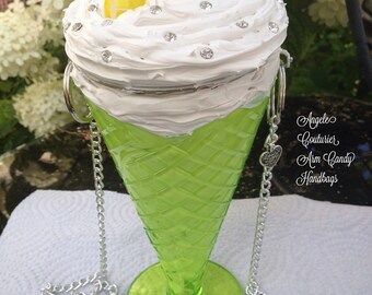 Icecream sundae purse food purses dessert purse handbag realistic icecream bag lemon lime