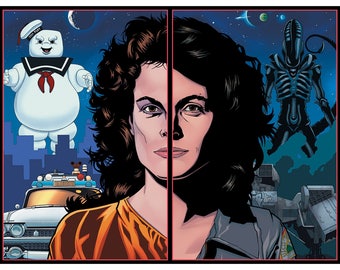 SPLIT PERSONALITIES – Sigourney Weaver as Dana and Ripley in Ghostbusters/Alien