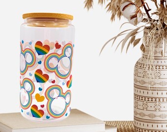 Glass Cup Pride Glass Cup Rainbow Iced Coffee Glass LGBTQ+ Gift Colorful Beer Can Glass Unicorn Cup Rainbows Cat Pride Cup