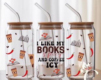 Smut Glass Cup Bookish Iced Coffee Tumbler Reader Gift Book Club Glass Cup 16oz
