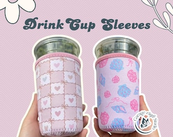 Beach Sleeve Cozies Boho Hearts Cup Holder Iced Coffee Drink Sleeve Hot Drink Drinkware Beer Can Holder Drink Sleeve