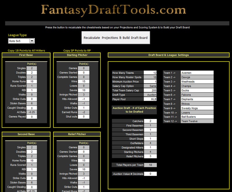 fantasy baseball draft software free