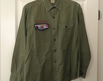 Vintage Boy Scouts Long sleeved shirt with Order of the Arrow flap patch
