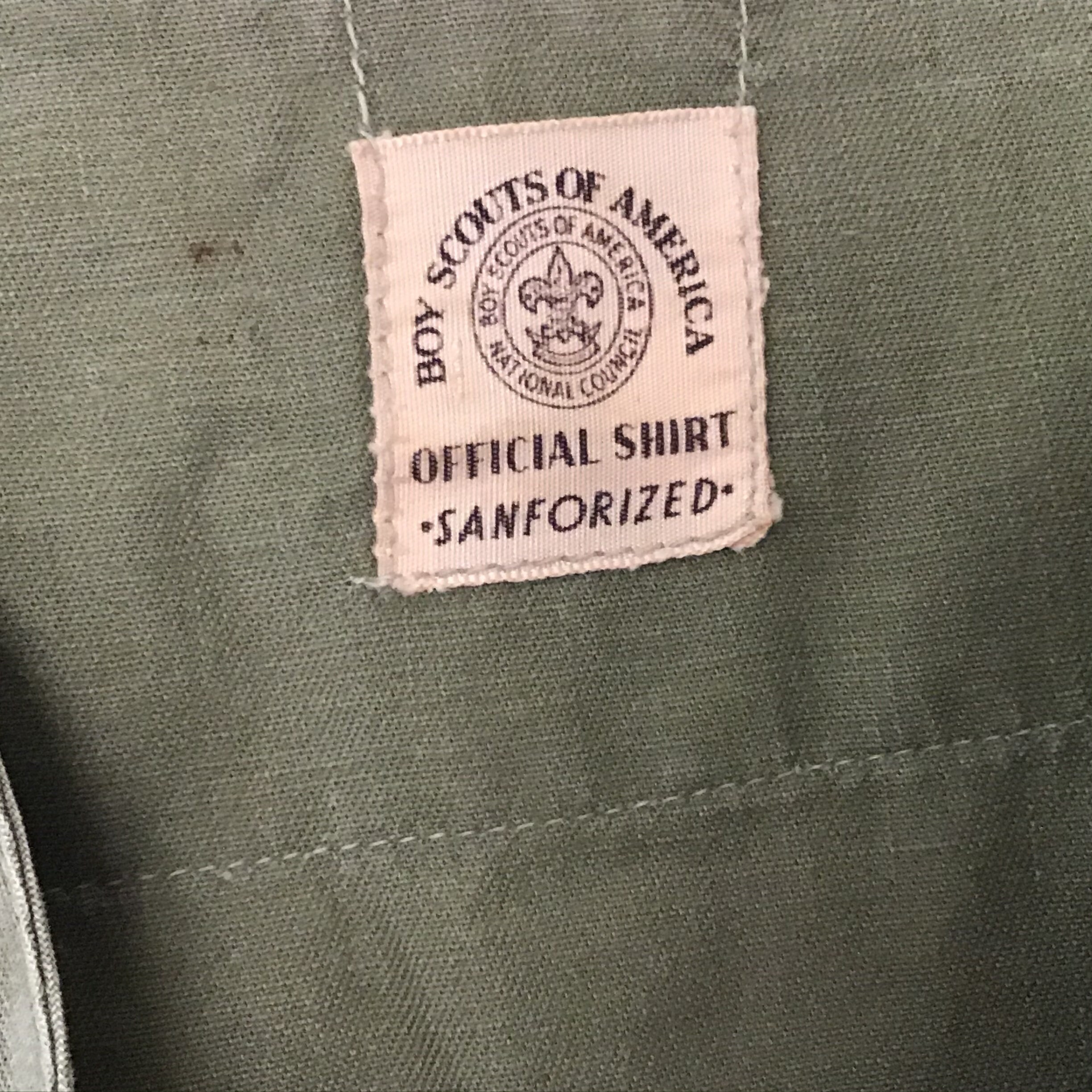 vintage 50s マチ付き ステンシル入り 白 スタンドカラー 開襟シャツ