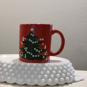 Vintage German Waechtersbach Red Christmas Tree Design Mug