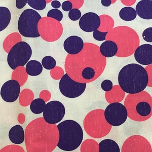 Vintage Pink and Purple Polka Dot Fabric