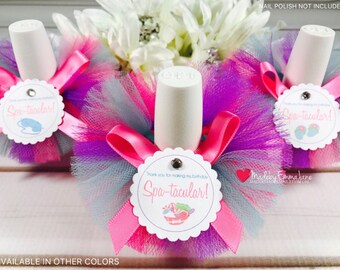 10 Spa Party Favors|Spa Party Favors|Nail Polish Favors|Nail Polish Tutus|Spa Party Birthday Favors|Birthday Favors|Spa Party Nail Polish