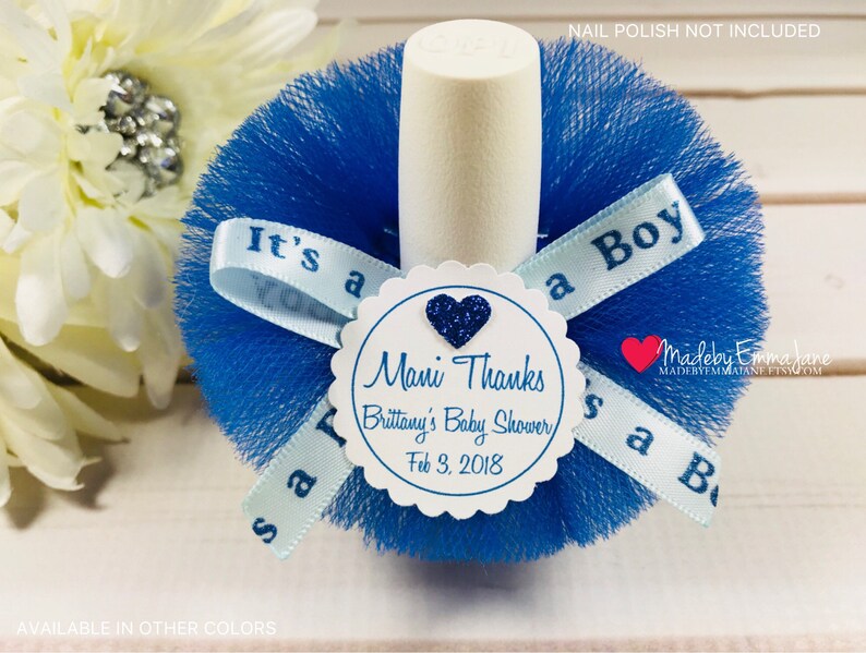 10 Baby Boy Baby Shower Favors|Nail Polish Tutu Favors|Nail Polish Tutus|Baby Boy Favors with Custom Tags|Baby Shower Favors|It/'s a Boy