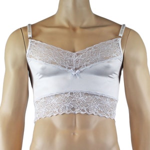 Male Romance Stretch Spandex Camisole Topp & Thong för Herrunderkläder Vit eller Svart