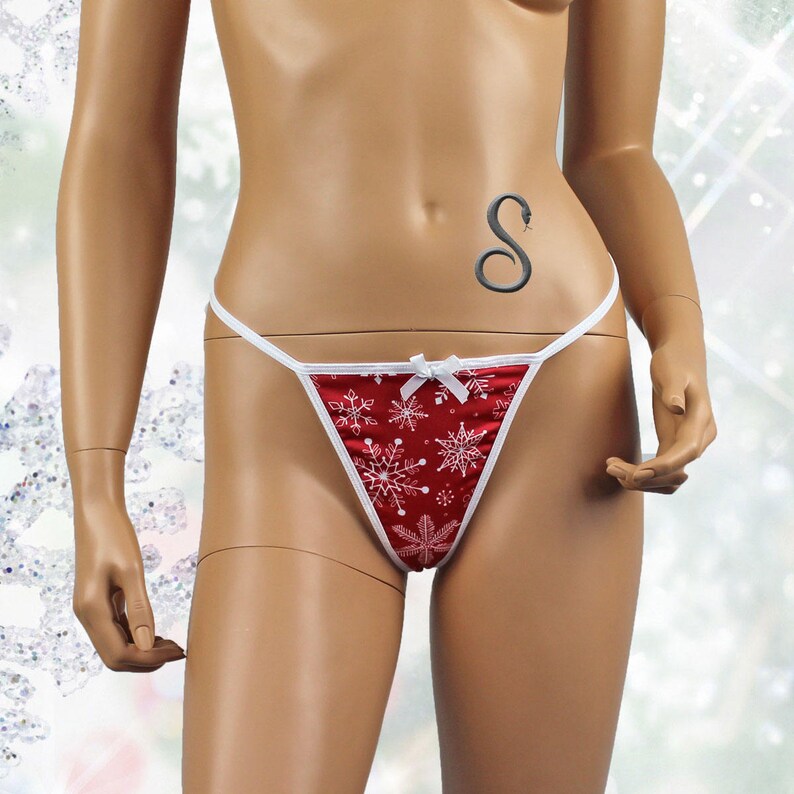 His and Hers Christmas Snow Flake G string Xmas Underwear Set