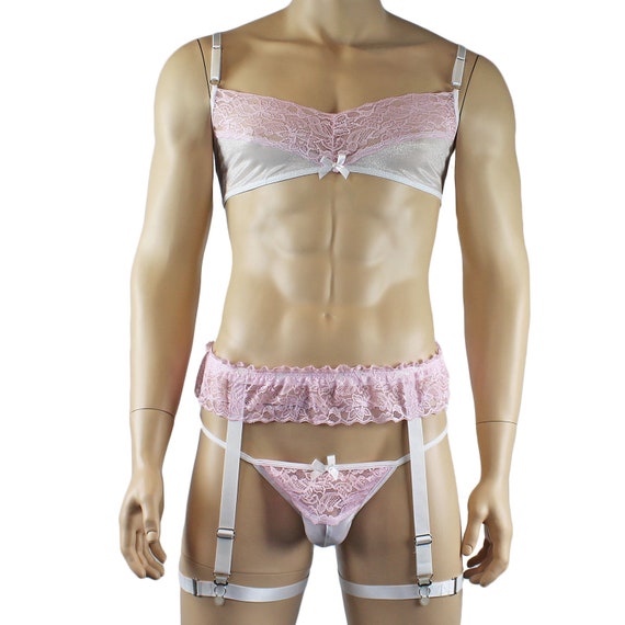 Mens Lingerie Bra Top And G String Male Sexy Underwear Pink Etsy