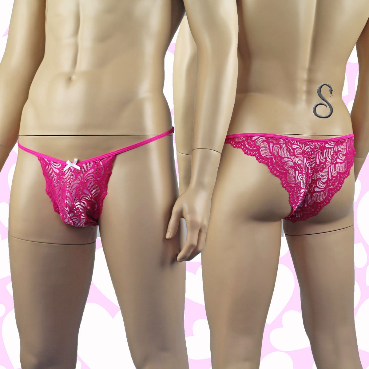 Mens Sexy Lace Bikini Brief Pink Mens Panties Etsy