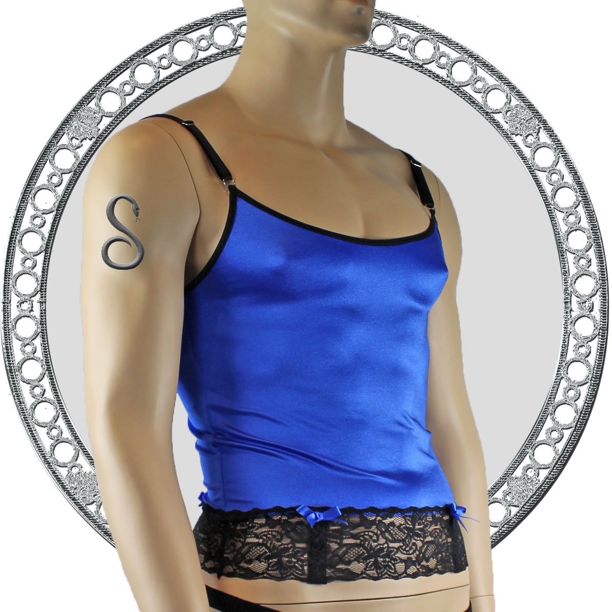 Mens Camisole Bustier Garter Top with Detachable Garters Blue Etsy