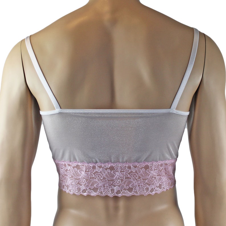 Brief Garterbelt and Stockings Pink Male Stretch Crystal /& Lace Camisole Top
