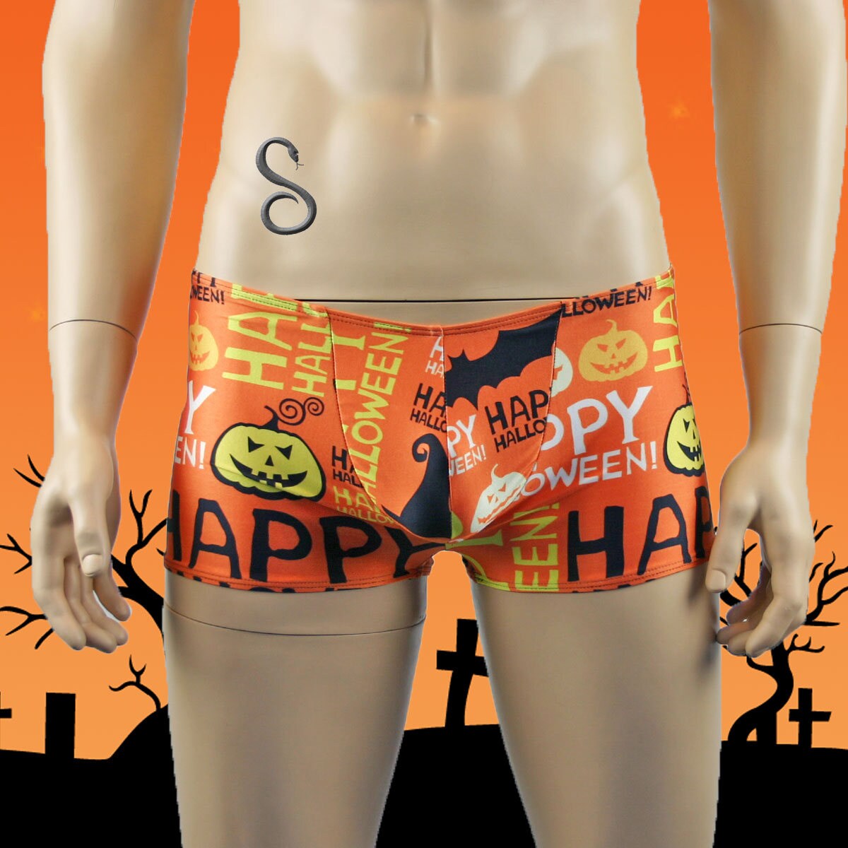 Mens Happy Halloween Shorts Underwear Halloween Pumpkins