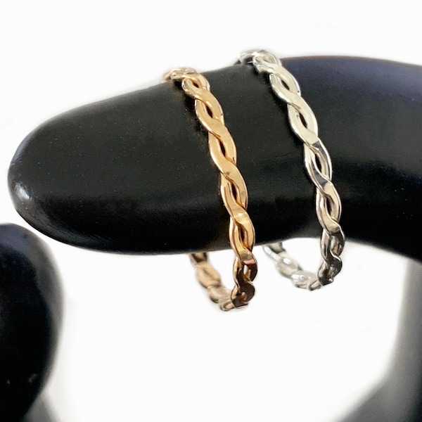 Super Skinny Braid Toe Ring / Sterling of Goud / Getailleerde Ronde Teen Ring / Great Minimal Look / Alle maten beschikbaar voor Finger of Midi Ring