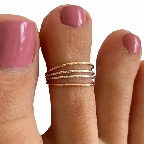 Twine Medley Fitted Toe Ring / Sterling Silver and 14K Gold Etsy