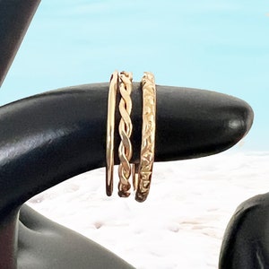 Wacky Stack Mix It Up Stacking Rings / Toe, Finger or Midi Rings Fitted Rings / .925 Sterling Silver or Gold Fill / Three Unique Rings