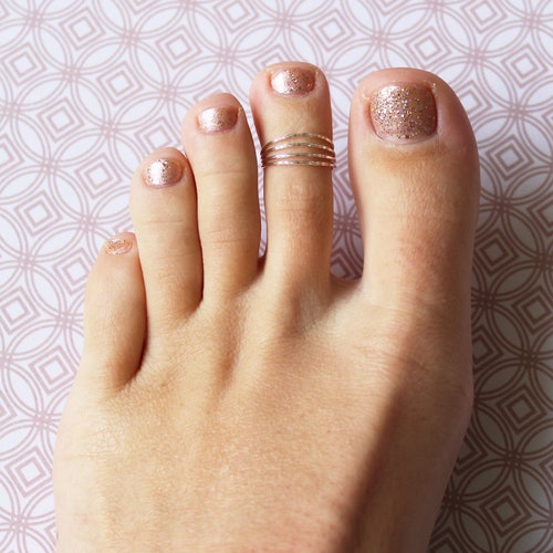 Four Strand Fitted Toe Ring / Sterling & Gold Fill Thin Strand Etsy India