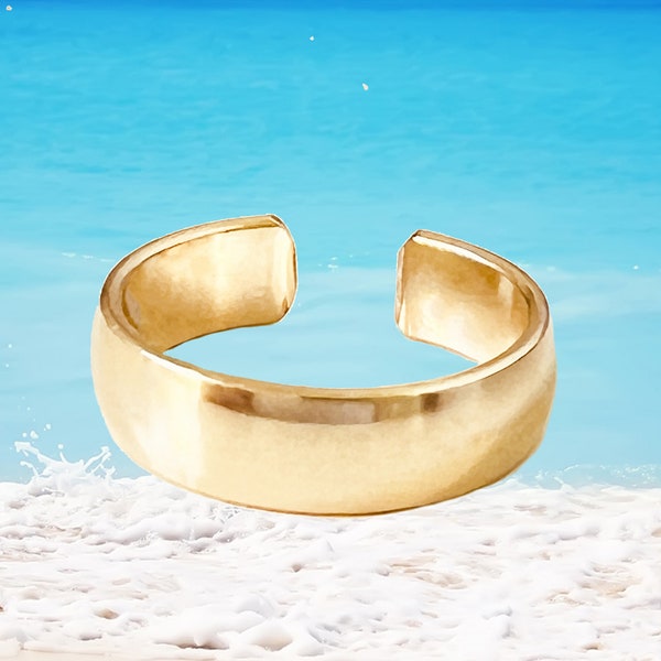 Gedurfde gouden of sterling teenring / brede comfortabele verstelbare ring / goud of zilver / Koop een cadeauset van twee en bespaar! / Midi-ring of teenring