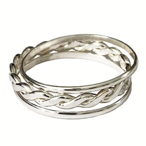 Silver Braid Stack Thumb or Finger Rings/ 3 Individual Rings / .925 Sterling Silver / Super Comfortable Sizes 7 - 12