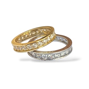 CZ Eternity Band Toe Ring / Sterling Silver or 14K Gold / Fitted for Perfect Fit / or Wear as a Finger or Pinky Ring