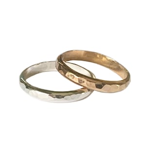 3mm Band Thumb or Finger Ring / Sterling Silver or Gold Fill / Simple Domed / Hammered or Smooth Finish / Super Comfortable / Unisex
