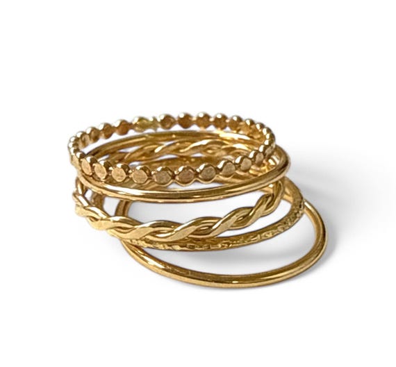 Cinco anillos apilables para los dedos del pie Anillos finos con